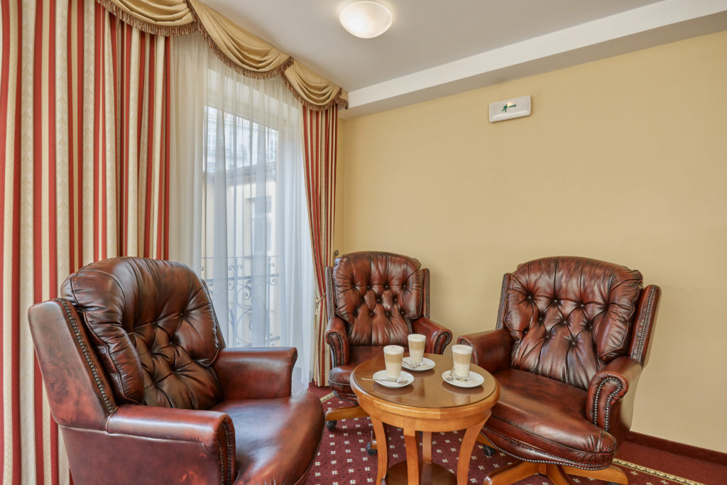 Lobby on the upper floors of the hotel